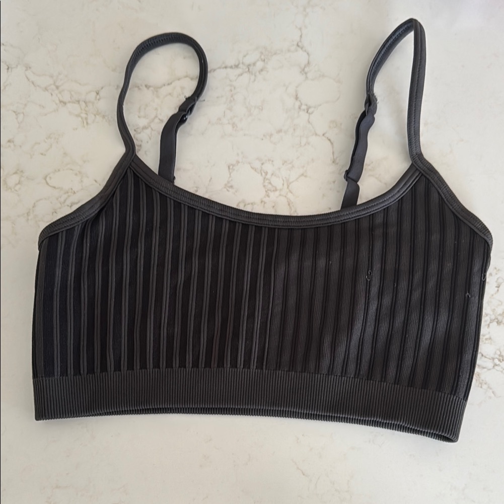 Aerie Black Ribbed Sports Bra